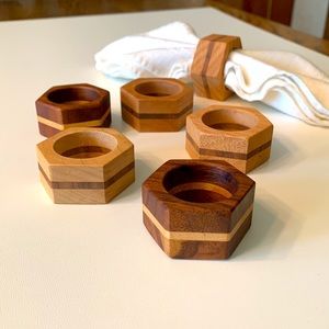 Hardwood Napkin Ring Holders, Set of 6, New